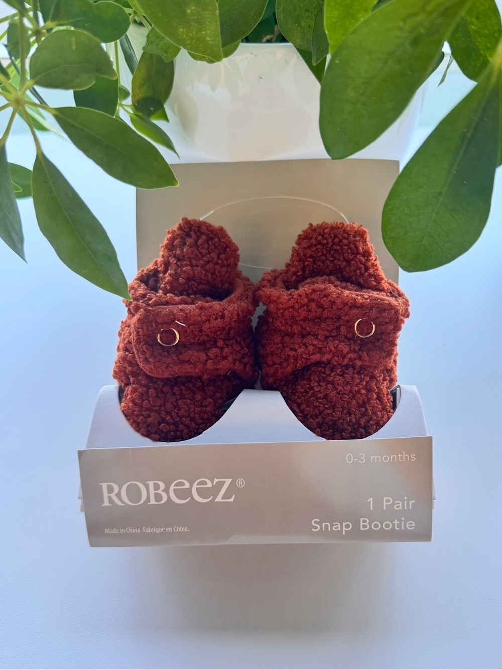 Robeez Baby Snap Booties in Rust Brown